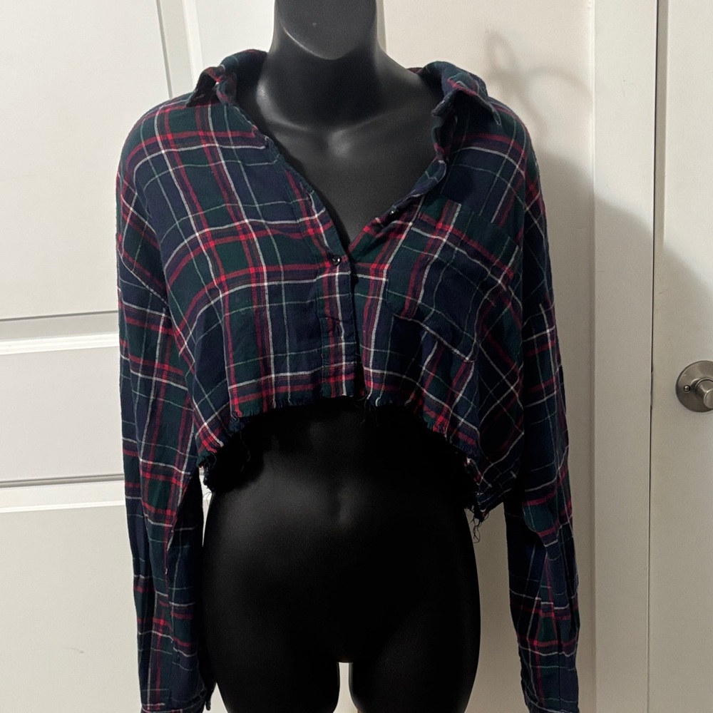 $5 ADD ON Forever21 Plaid Cropped Button-Up Shirt